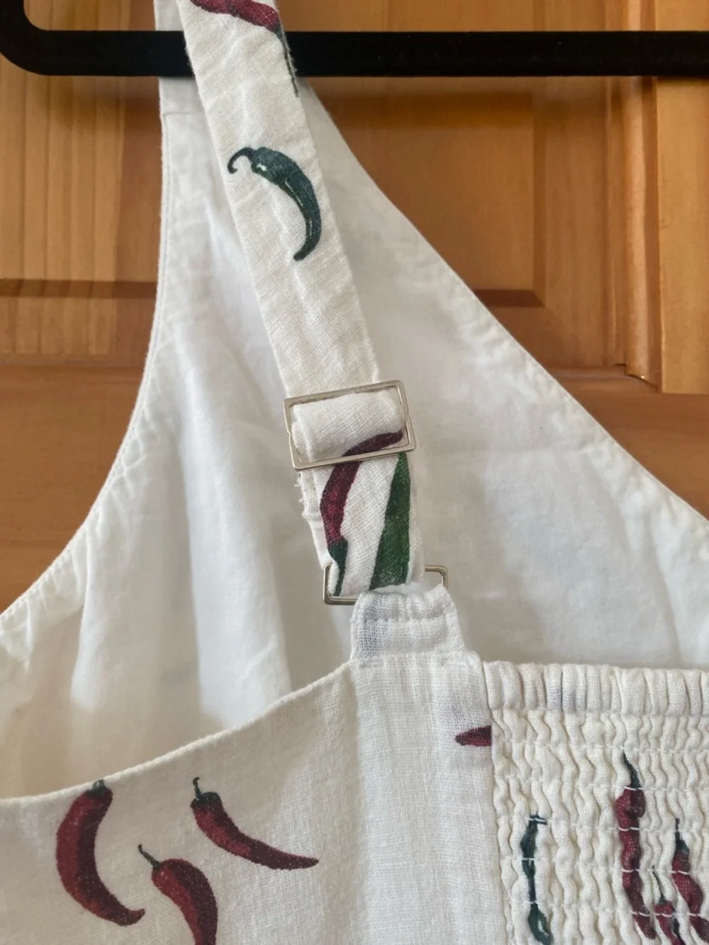 Abercrombie & Fitch Linen Cotton Chili Pepper Dress Pockets Smocked Back L - Picture 7 of 14